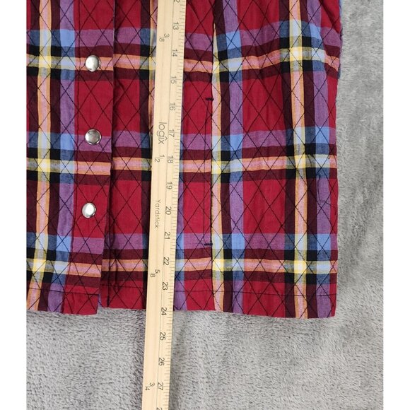 Rebecca Malone Vest Womens Medium Red Plaid Quilted Snap On Sleeveless Vintage - Picture 6 of 11